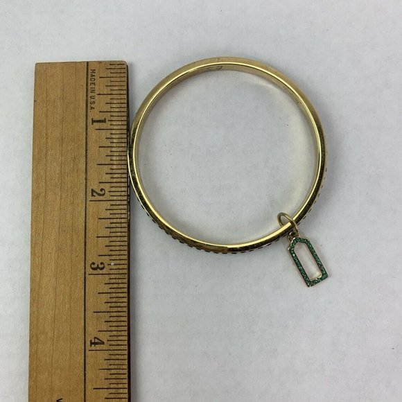 Coach Bangle Bracelet Designer Signed Gold Green - Picture 8 of 8